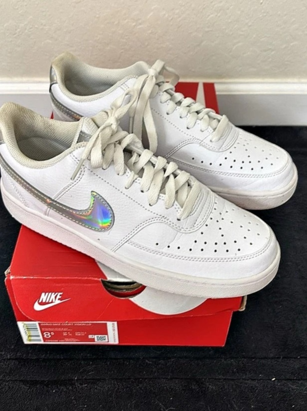 Nike Court Vision Low 'White/Multi-Color-Black' Sneakers US 8